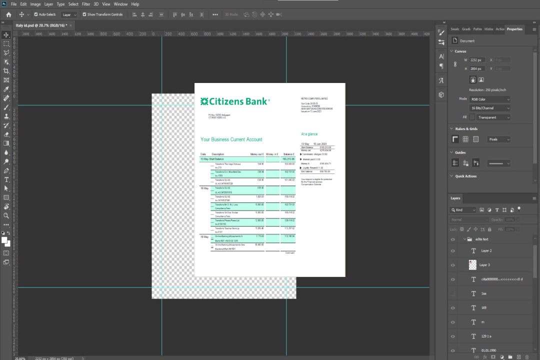 Modèle Word et PDF de déclaration ferme de Citizens Bank template